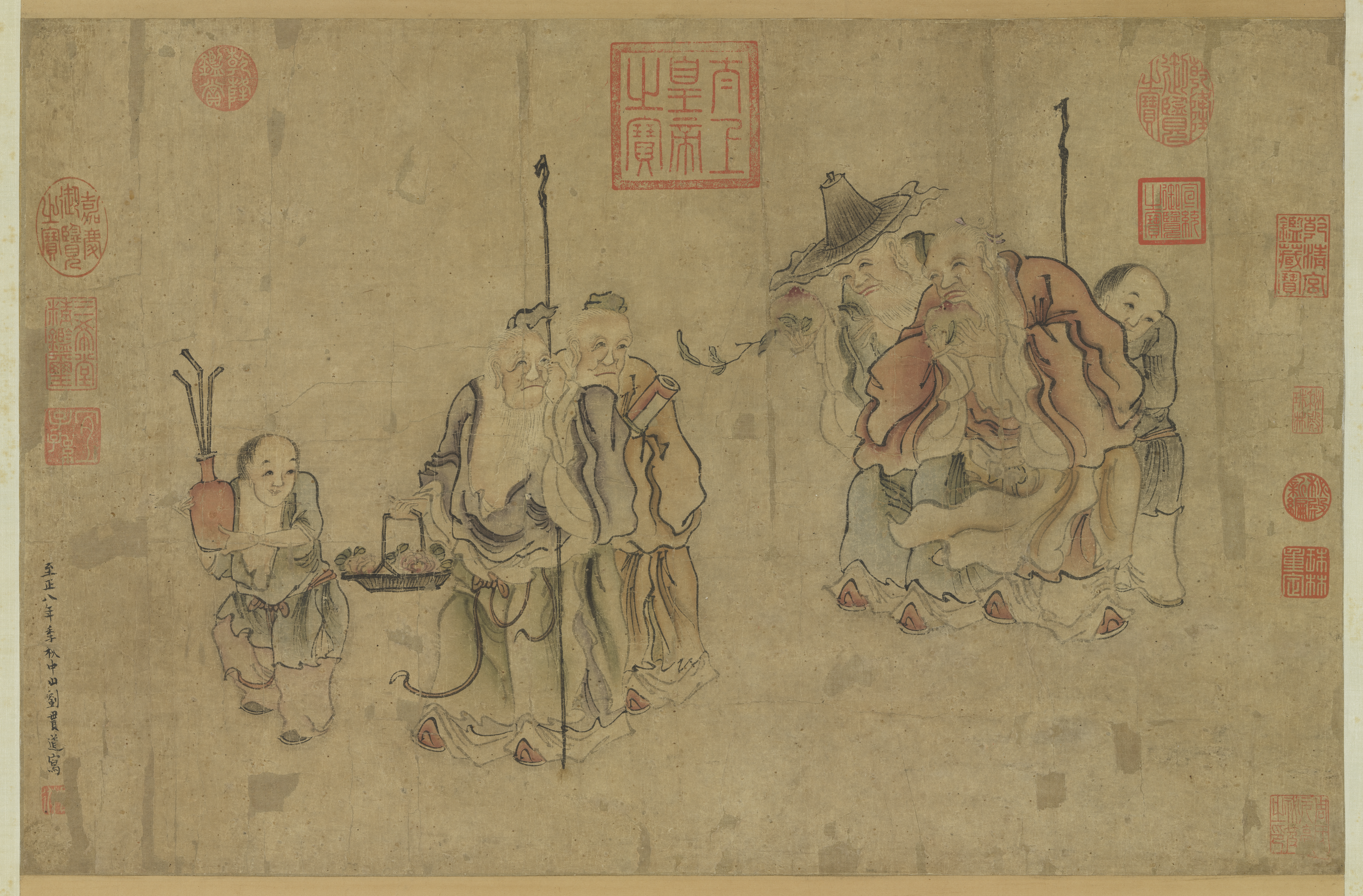 Yuan Liu guandao qunxian xianshou tuzhou 元劉貫道群仙獻壽圖　軸